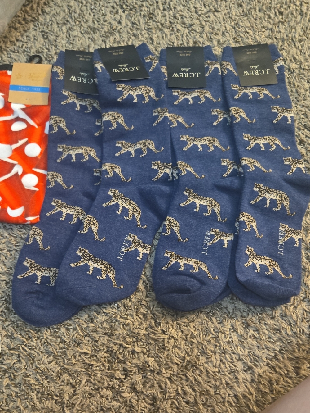 J. Crew Navy Leopard Print Dress Socks - Pack of 4